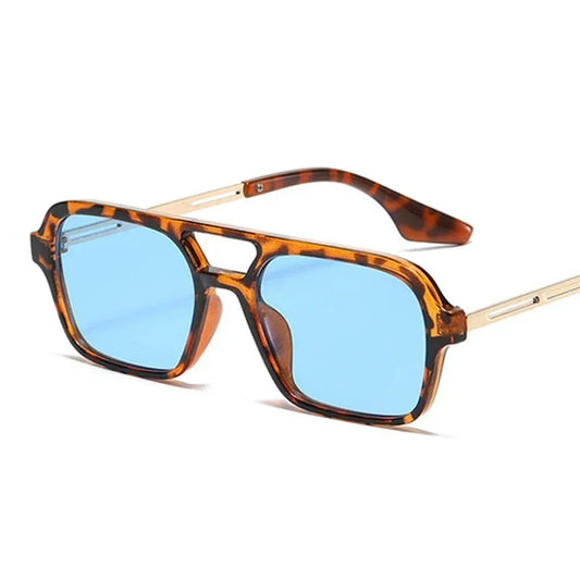 Small Frame Square Sunglasses Woman Brand Designer Fashion Luxury Sun Glasses Female Vintage Hollow Leopard Blue Oculos De Sol - Dragonbeast