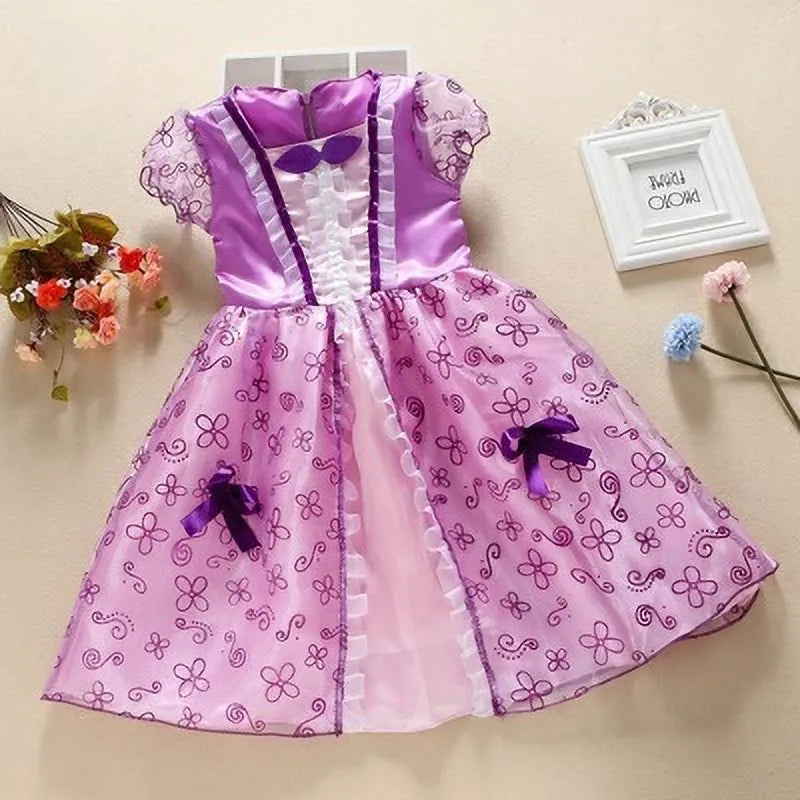 Girls Princess Dress Kids Cinderella Snow White Aurora Sofia Rapunzel Cinderella Halloween Costume Children Birthday Party Dress - Dragonbeast