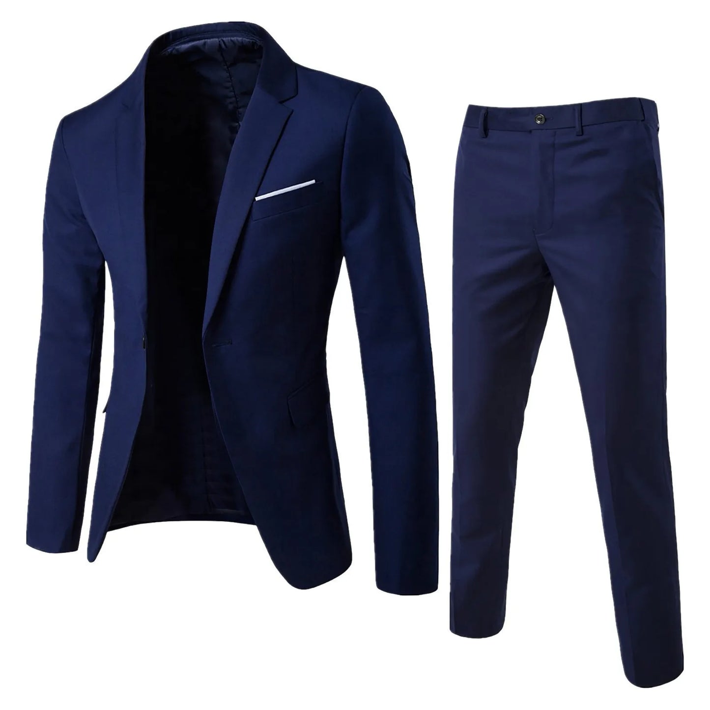 Suits Men Two Piece Sets Pant Set Blazer Turn Down Collar Full Sleeve Slim Fit Tight Waist Coat Long Pants Solid Wedding