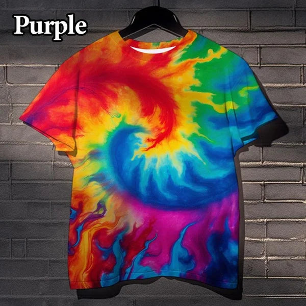 Fun Rainbow 3D Printed Tie-dye Pattern T-shirt Street Dizzy Colorful Men's and Women's Casual Tops XS-5XL - Dragonbeast