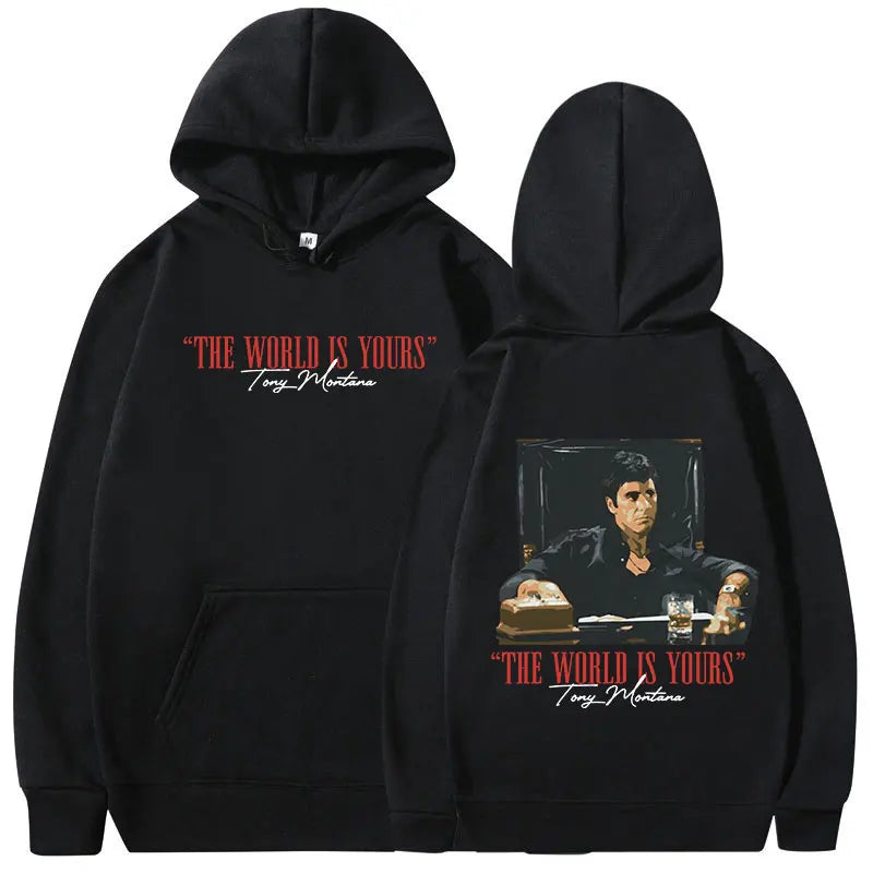 Classic Movie Scarface Hoodies The World Is Yours Tony Montana Al Pacino Hooded Sweatshirts Men Women Vintage Gothic Pullovers - Dragonbeast