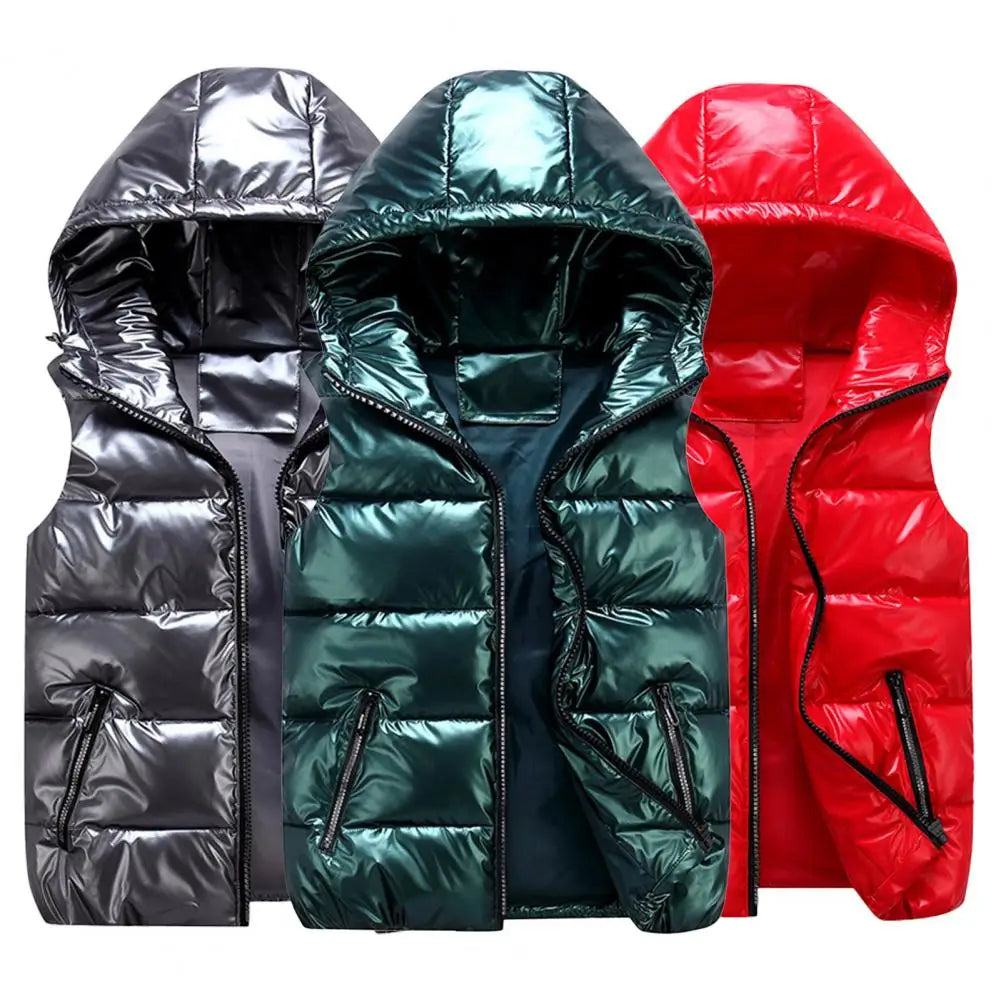 Women Winter Vest Warm Bright Color Pockets Cotton Padded Vest Inner Layer Quilted Women Bright Color Vest Streetwear