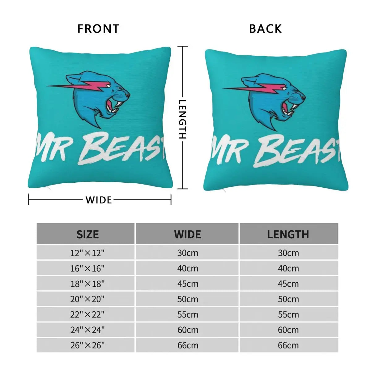 Mr Beasts Printed Pillowcase Cushion Cover Throw Pillow Cover New Style Bedroom Decoration Square Multi-Size - Dragonbeast