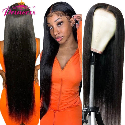 Princess 13x4/13x6 HD Transparent Lace Front Human Hair Wigs PrePlucked 4x4 Closure Wig Brazilian Straight Lace Frontal Wig - Dragonbeast