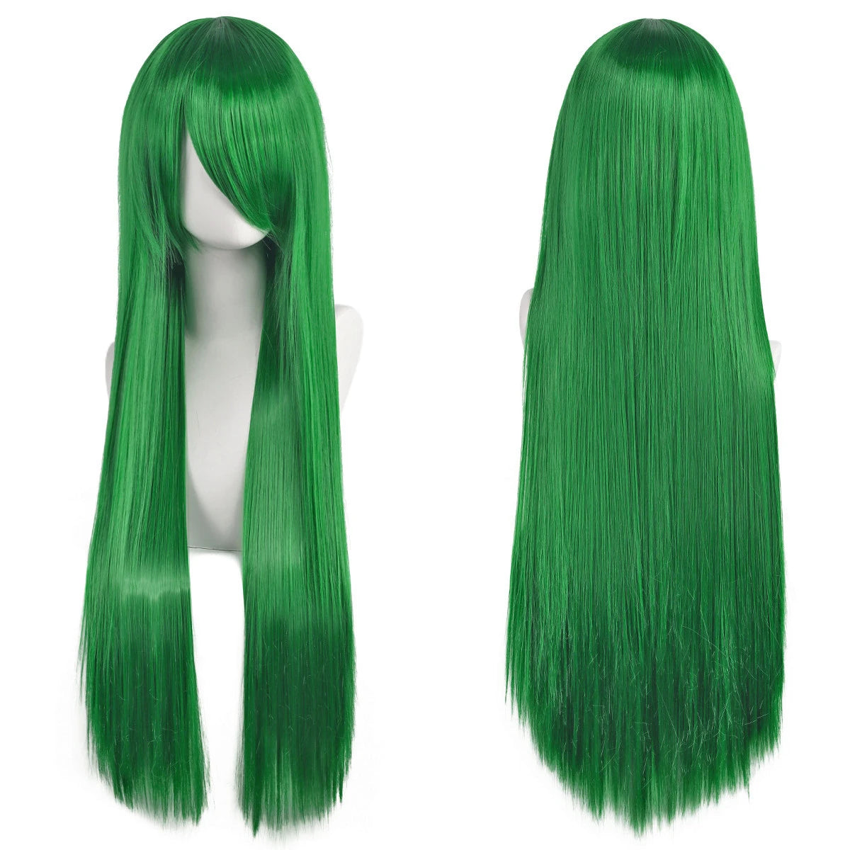 80cm Long Synthetic White Purple Cosplay Wigs Green Hair Straight Silver Wig Pink Hairpiece Lolita Wig with Bangs - Dragonbeast