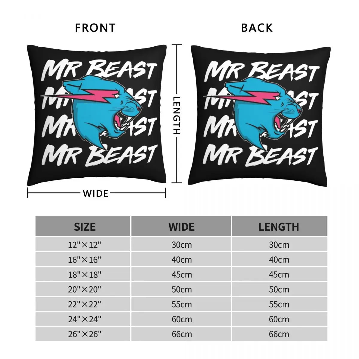 Mr Gaming Beast Game Square Pillowcase Polyester Linen Velvet Creative Zip Decor Pillow Case Home Cushion Case - Dragonbeast