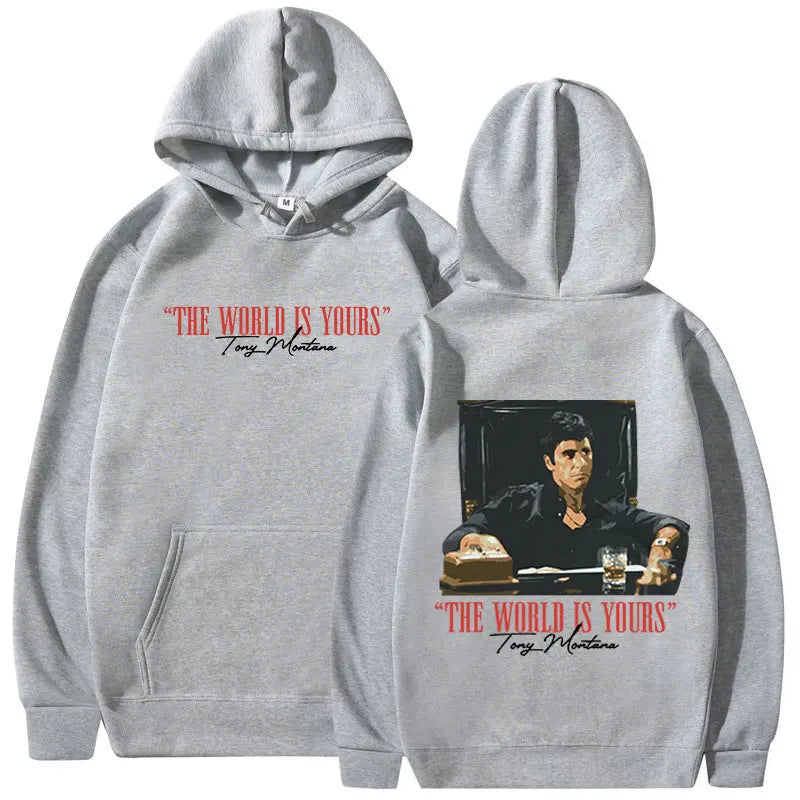 Classic Movie Scarface Hoodies The World Is Yours Tony Montana Al Pacino Hooded Sweatshirts Men Women Vintage Gothic Pullovers - Dragonbeast