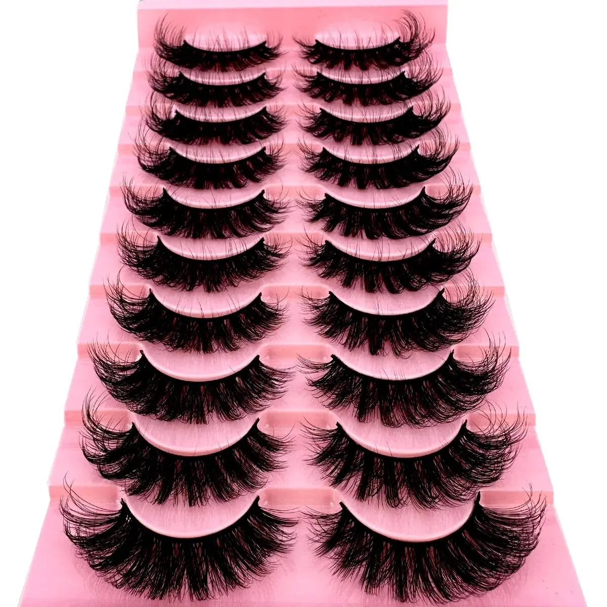 NEW 10 Pairs Cat Eye Lashes Fluffy Faux Mink Lashes 8D Wispy Lashes Pack Dramatic Long Thick Volume Eyelashes False Eyelas - Dragonbeast