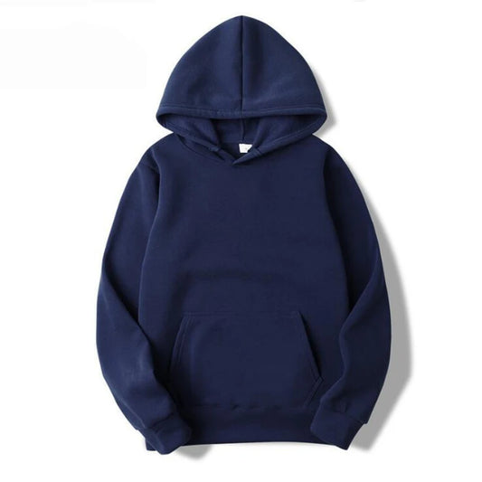 Men women navy blue Hoodies Autumn Long Sleeve Pullover Tops Casual Pocket Hoodies Unisex Outer Loose Sport Wear