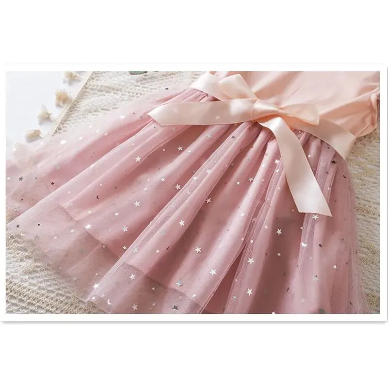 2024 New in Dress Solid Sequin Summer Dress 2 4 6 Years Kid's Princess Dress Fly Sleeve Elegant Cute Birthday Party Dress - Dragonbeast