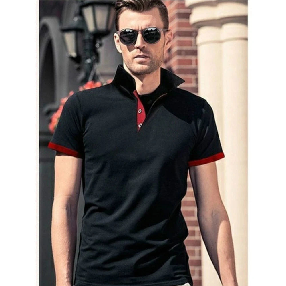 Men Polo Men Shirt Short Sleeve Polo Shirt Contrast Color Polo New Clothing Summer Streetwear Casual Fashion Men tops - Dragonbeast