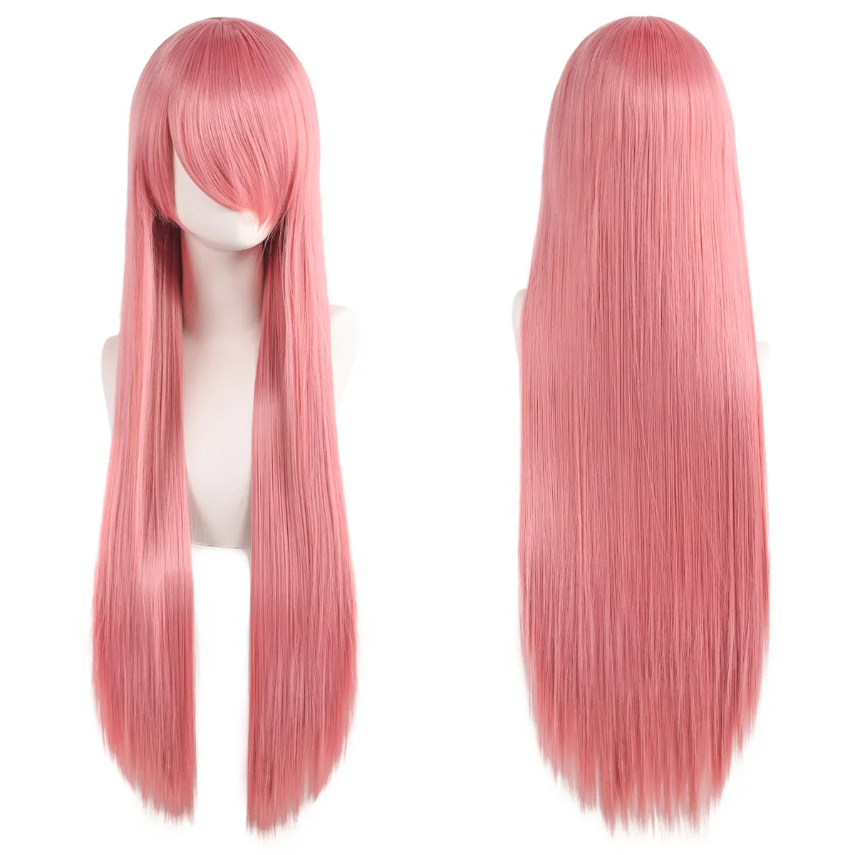 80cm Long Synthetic White Purple Cosplay Wigs Green Hair Straight Silver Wig Pink Hairpiece Lolita Wig with Bangs - Dragonbeast