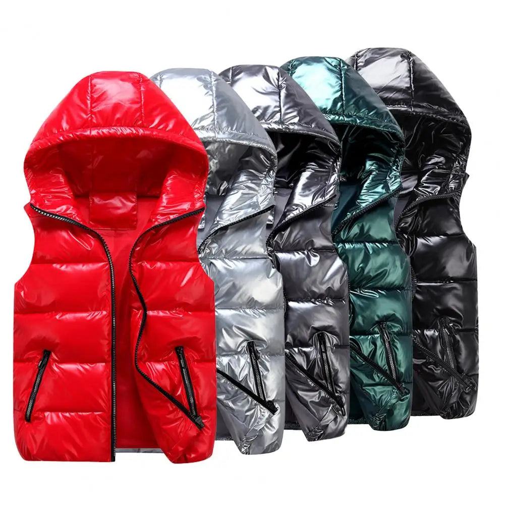 Women Winter Vest Warm Bright Color Pockets Cotton Padded Vest Inner Layer Quilted Women Bright Color Vest Streetwear