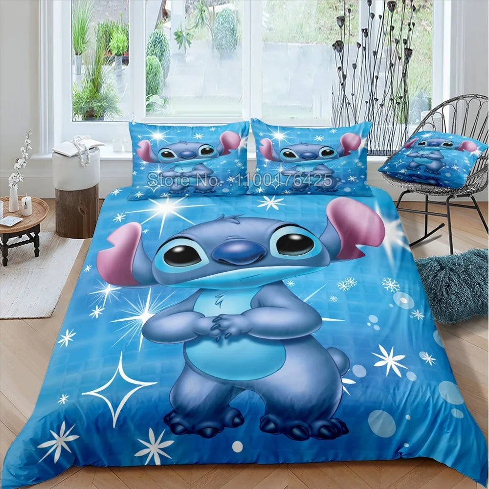 Hot Lilo Stitch Bedding Set Boys Girls Decorate Bedroom Twin Full Queen King Size Duvet Cover Pillowcases for Kids Gifts - Dragonbeast