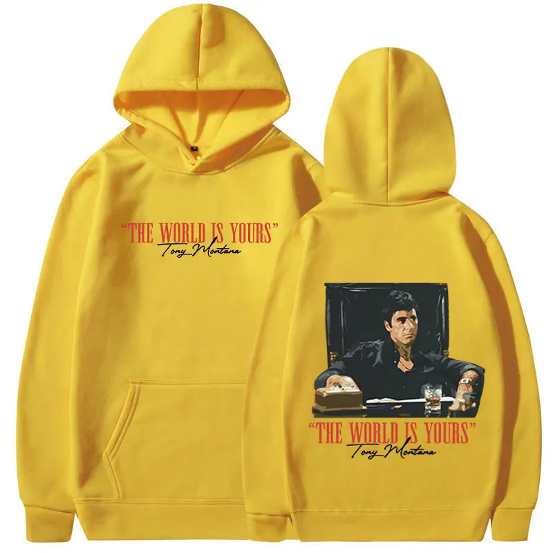 Classic Movie Scarface Hoodies The World Is Yours Tony Montana Al Pacino Hooded Sweatshirts Men Women Vintage Gothic Pullovers - Dragonbeast