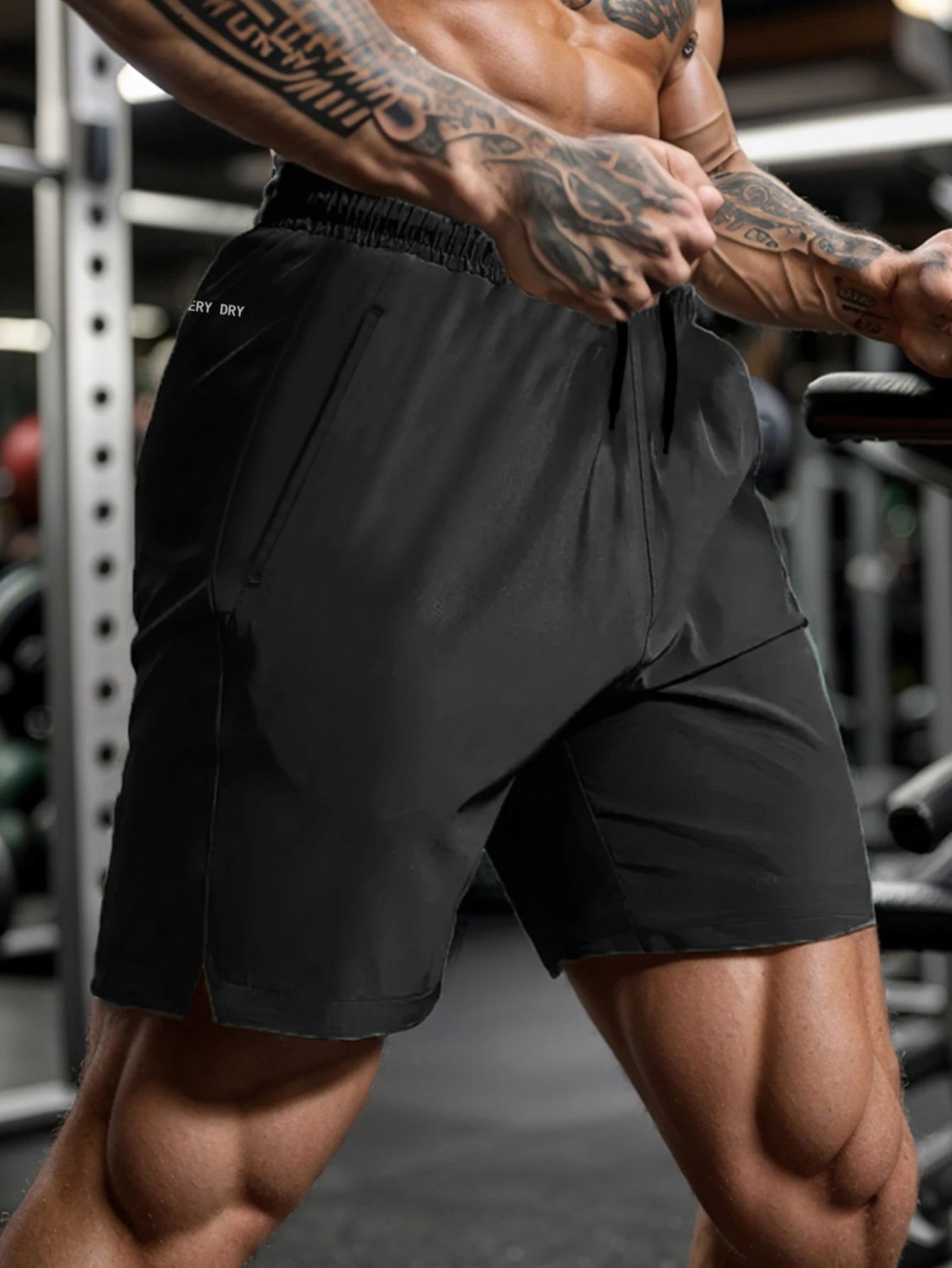 Men's Quick Drying Active Shorts with Zipper Pockets and Drawstring Waist - Dragonbeast