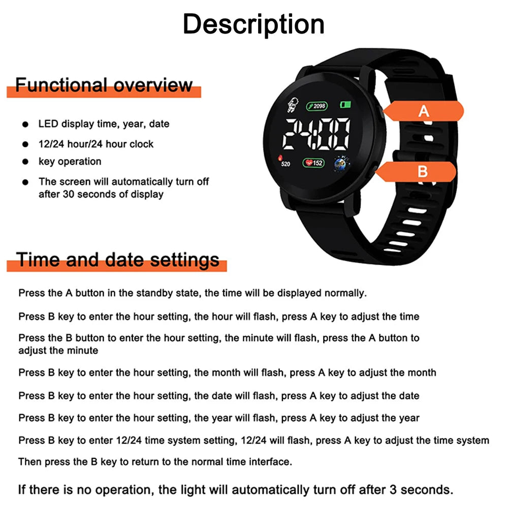 Couple Watches LED Digital Watch for Men Women Sports Army Military Silicone Watch Electronic Clock Hodinky Reloj Hombre - Dragonbeast