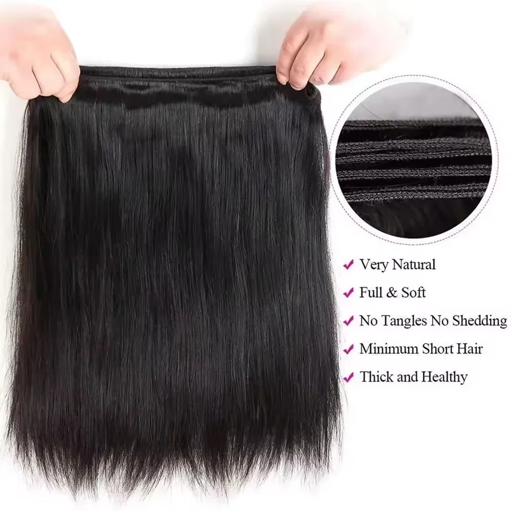 16A Brazilian Straight Human Hair Bundles Deal 100% Unprocessed Virgin Hair Extensions Promotion Cheap Weave 30 40Inch Bundles