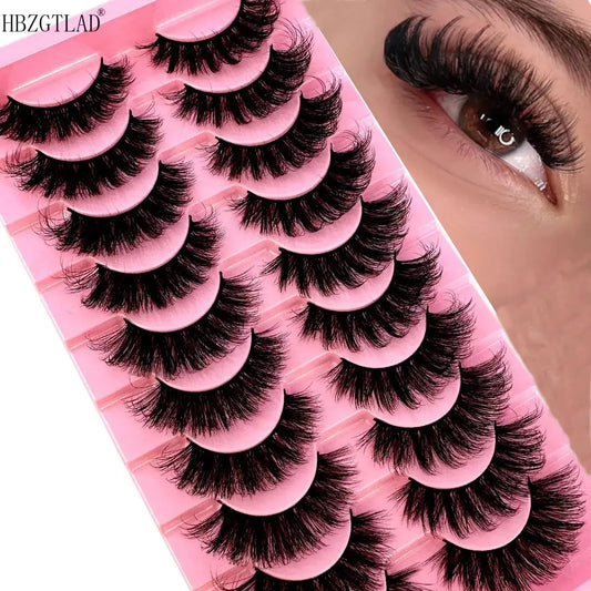 NEW 10 Pairs Cat Eye Lashes Fluffy Faux Mink Lashes 8D Wispy Lashes Pack Dramatic Long Thick Volume Eyelashes False Eyelas - Dragonbeast