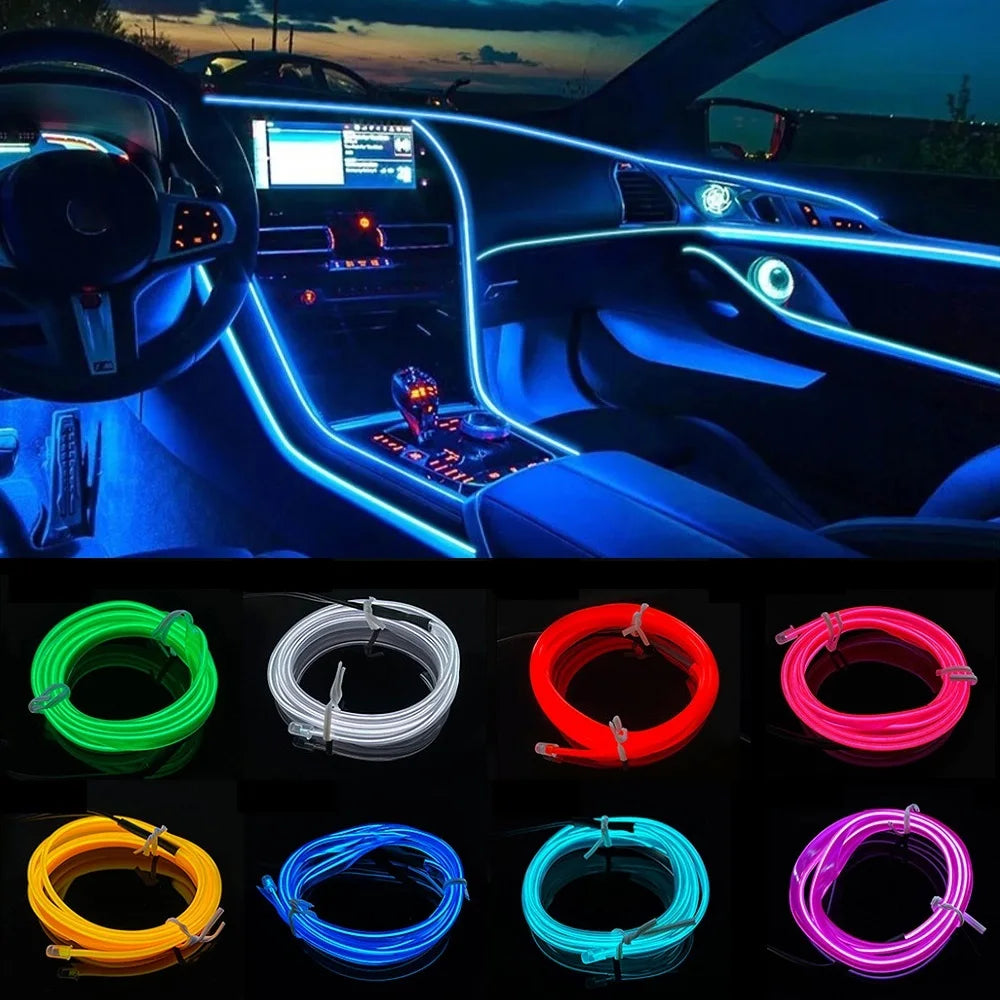 3M Car Cold Light Line LED Car Atmosphere Lamp Flexible Interior Decoration Moulding Trim Strips Light For USB Line Tube - Dragonbeast