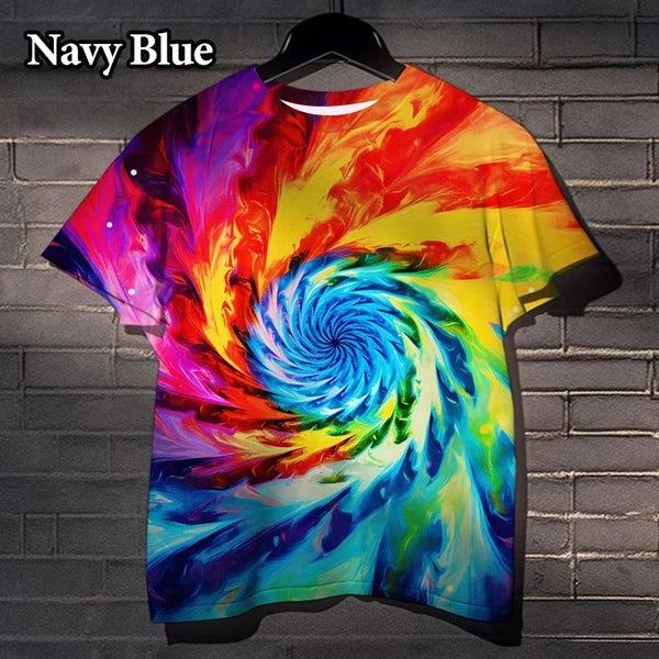 Fun Rainbow 3D Printed Tie-dye Pattern T-shirt Street Dizzy Colorful Men's and Women's Casual Tops XS-5XL - Dragonbeast