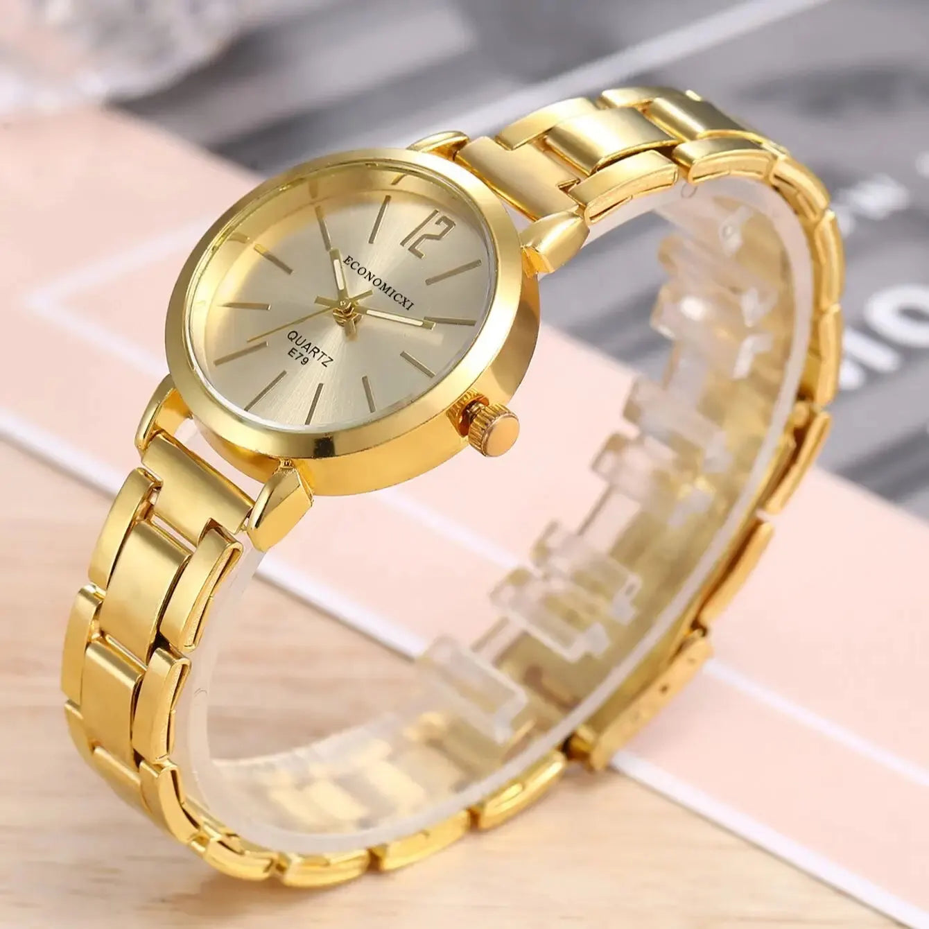 2pcs Set Watch Luxury Women Simple Dial Hollow Strap Fashion Gold Bracelet Quartz Wristwatch Student Ladies Watches Reloj Mujer - Dragonbeast