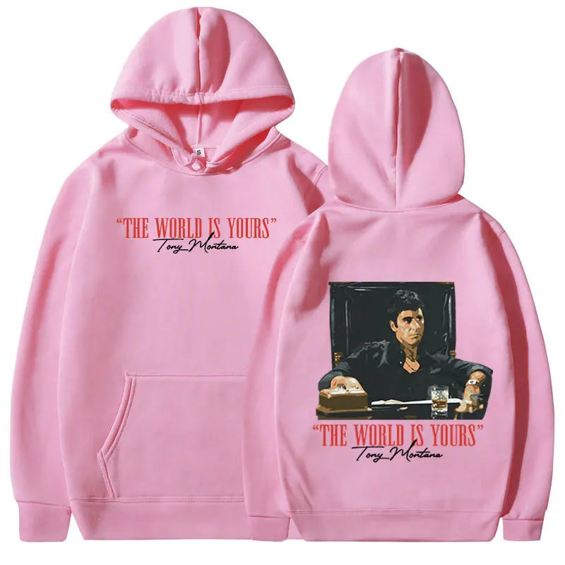 Classic Movie Scarface Hoodies The World Is Yours Tony Montana Al Pacino Hooded Sweatshirts Men Women Vintage Gothic Pullovers - Dragonbeast