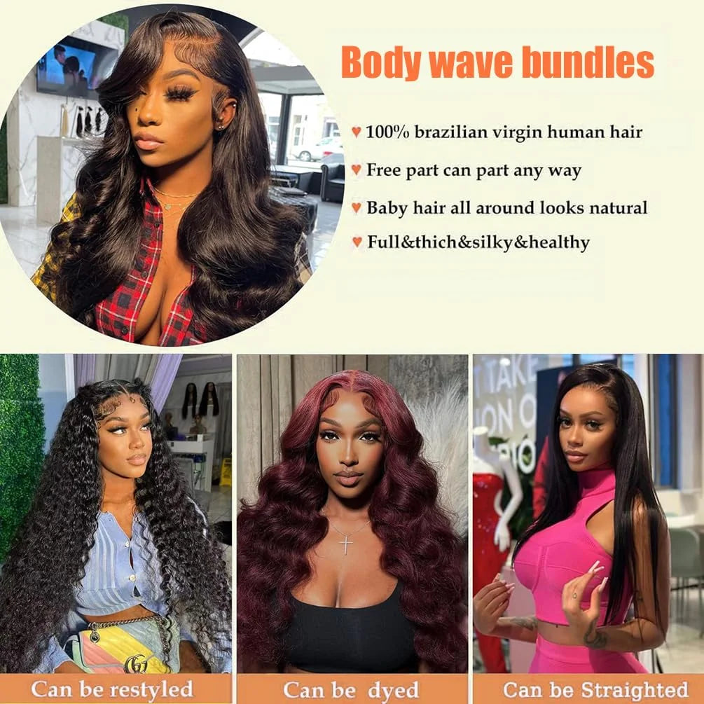 38 40Inch Loose Body Wave Bundles Brazilian Hair Weave Bundles 1/3/4 PCS Human Hair Water Wave Raw Hair Bundles Extensions Black - Dragonbeast