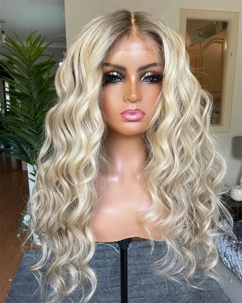 Long Women Wig Cosplay Party Lace Frontal Wigs Loose Kinky Curly Wigs Glueless 13x4 Ash Blonde Colored Daily Use for Woman