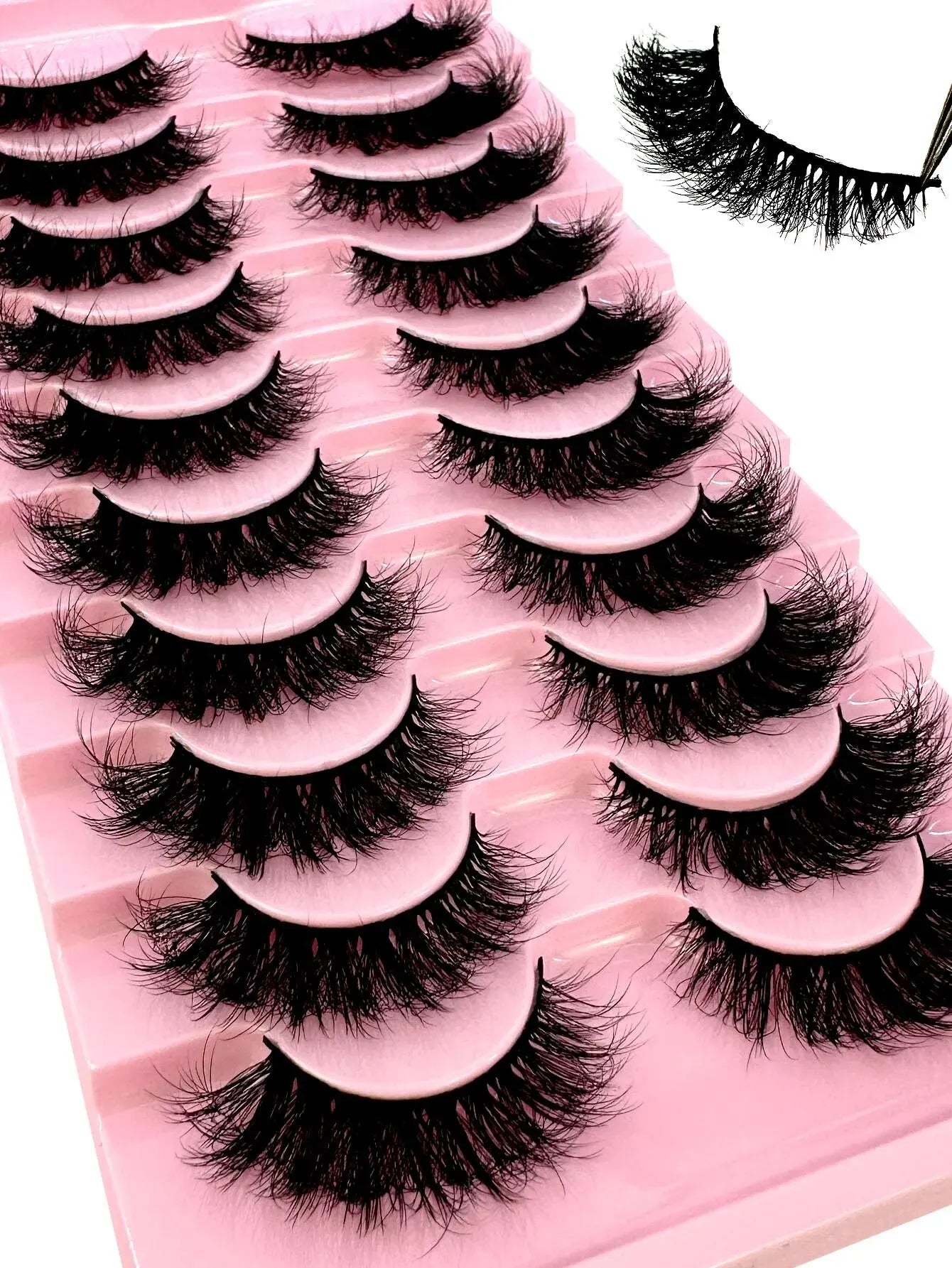 NEW 10 Pairs Cat Eye Lashes Fluffy Faux Mink Lashes 8D Wispy Lashes Pack Dramatic Long Thick Volume Eyelashes False Eyelas - Dragonbeast