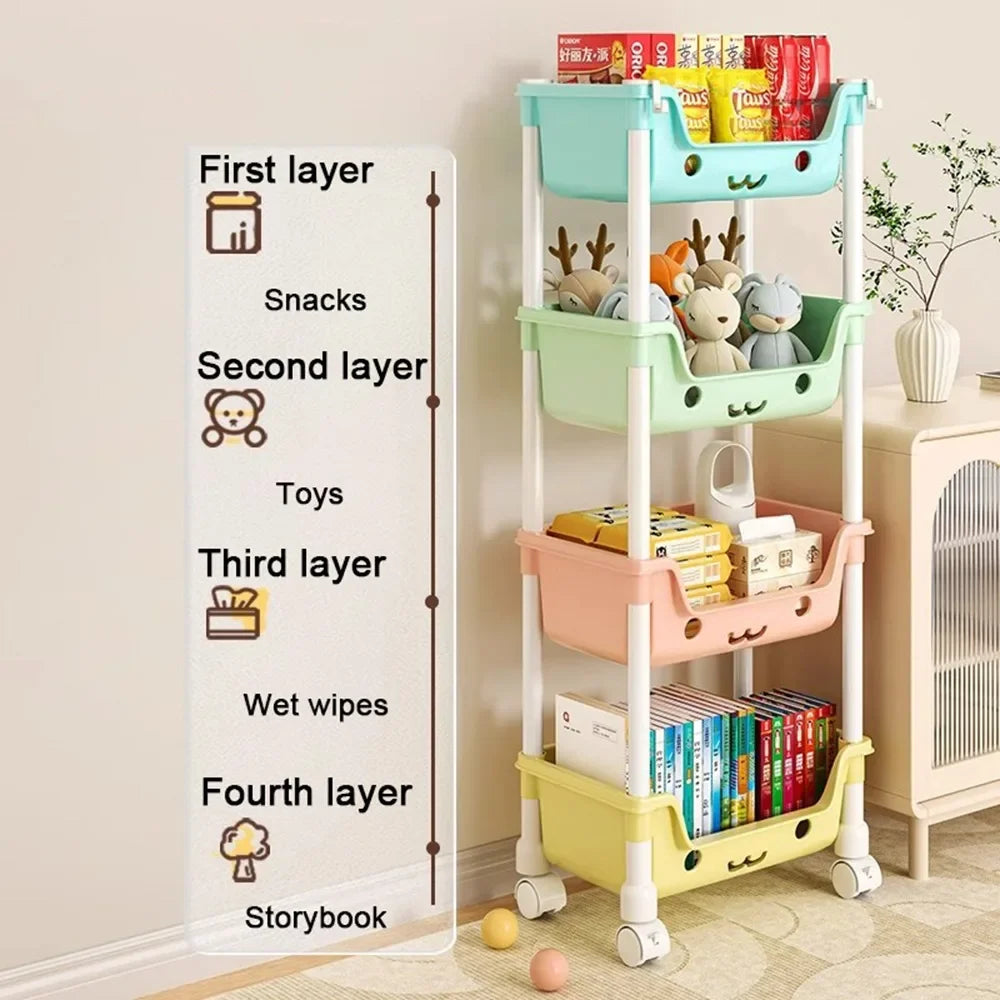 Toy Storage Trolley Bookshelf Snack Rack For Children Storage Organizer Bathroom Accessories Closet Organizer Kitchen Storage - Dragonbeast