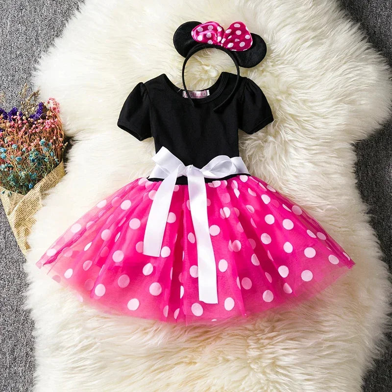 Cute Baby Girl Dress for 1-6Yrs Children 2024 Baby Clothes Kids Minni Mouse Polka Dot Dress Kid Birthday Party Dress for Girls - Dragonbeast