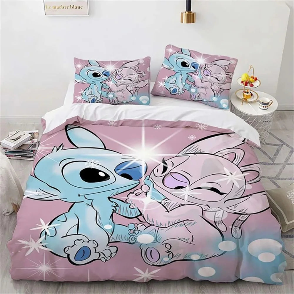 Hot Lilo Stitch Bedding Set Boys Girls Decorate Bedroom Twin Full Queen King Size Duvet Cover Pillowcases for Kids Gifts - Dragonbeast