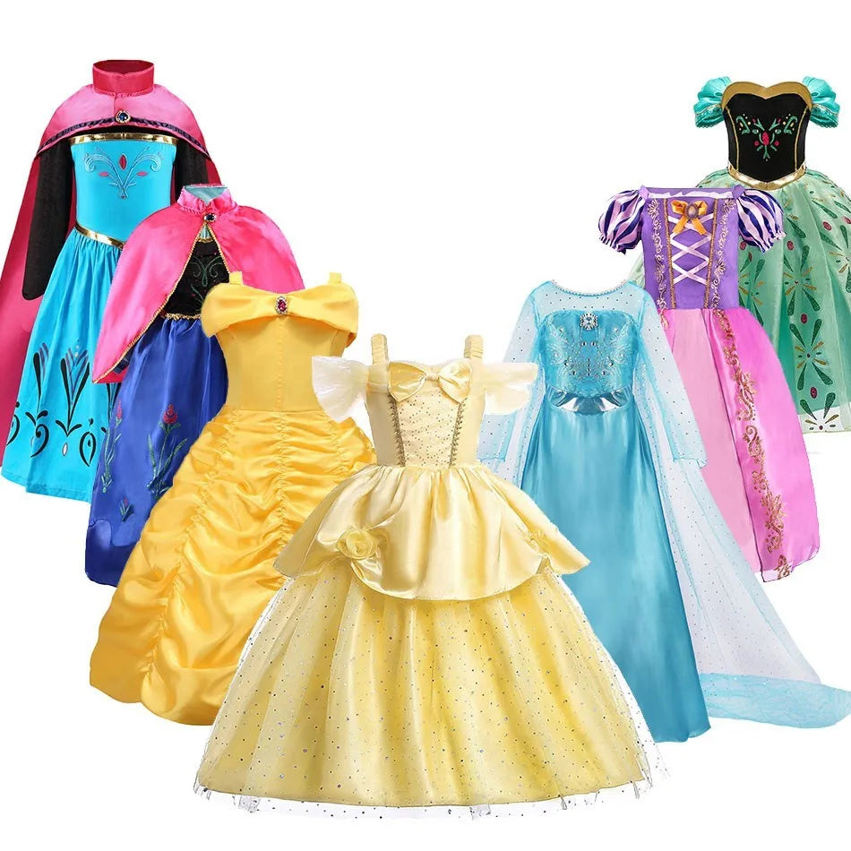 Kids Belle Costume Girl Halloween Princess Cosplay Party Dress Children Rapunzel Cinderella Anna Elsa Encanto Birthday Clothes - Dragonbeast