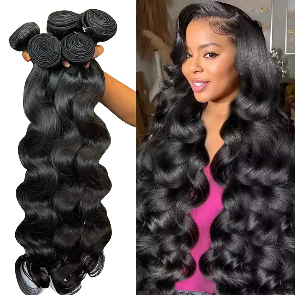 Body Wave Bundles Human Hair 1/3/4/5 Bundles 100% Human Hair Natural Black Color Brazilian Virgin Weave Bundles Hair Extensions