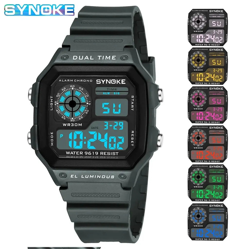 SYNOKE Digital Watches Men Sports Luminous Multifunction Waterproof Women Wristwatch Outdoor and Running Student Seven Lights - Dragonbeast