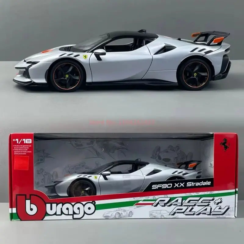 New Original Bburago 1:18 Ferrari Sf90 Xx Stradale Bianco Car Model Alloy Miniature Diecast Ferrari Sports Car Model Toy Gifts - Dragonbeast