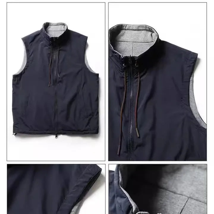 Chinese Brand High-end men's reversible vest outdoor vest stand up collar waterproof top for men