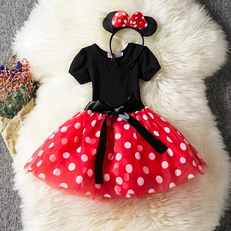 Cute Baby Girl Dress for 1-6Yrs Children 2024 Baby Clothes Kids Minni Mouse Polka Dot Dress Kid Birthday Party Dress for Girls - Dragonbeast