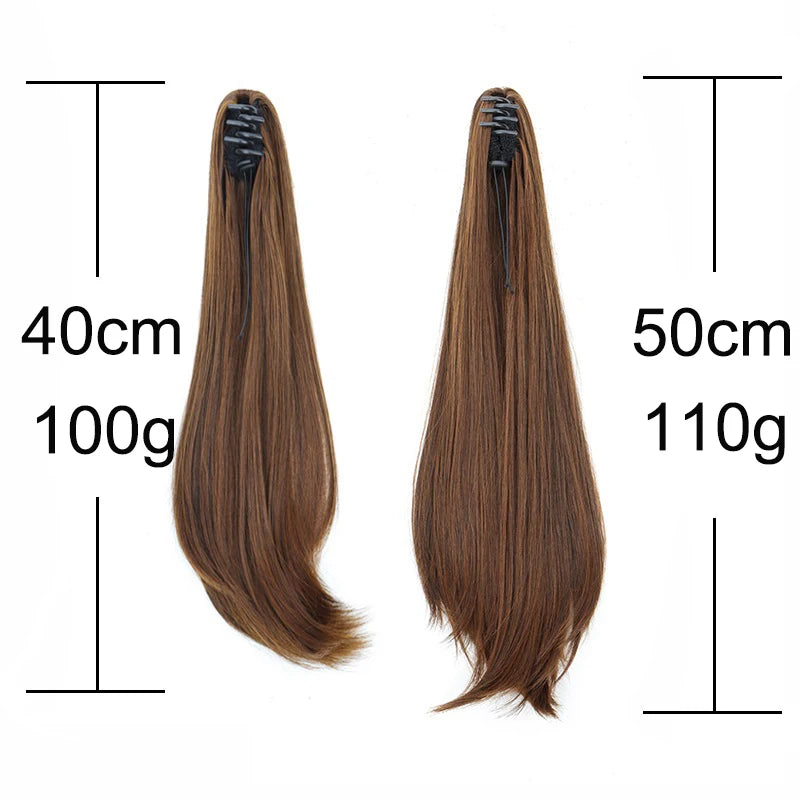 WIGSIN 16Inch/20Inch Synthetic Wig Female Slightly Curver Ponytail Hair Extension Claw Clip in Ponytail Hairpice for Women - Dragonbeast