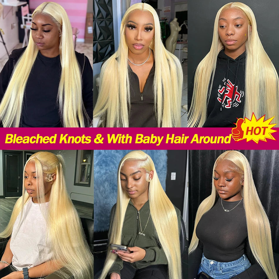 613 Lace Front Wig Human Hair 13x4 Blonde Lace Front Wigs 180% Density 613 HD Lace Frontal Wig Pre Plucked with Baby Hair