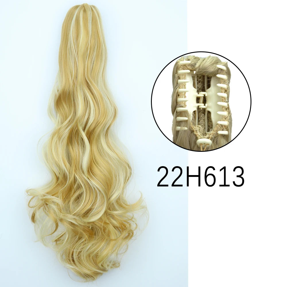 Synthetic Long Straight Claw Clip On Ponytail Hair Extensions 24Inch Heat Resistant Pony Tail Hair piece For Women Daily Party - Dragonbeast