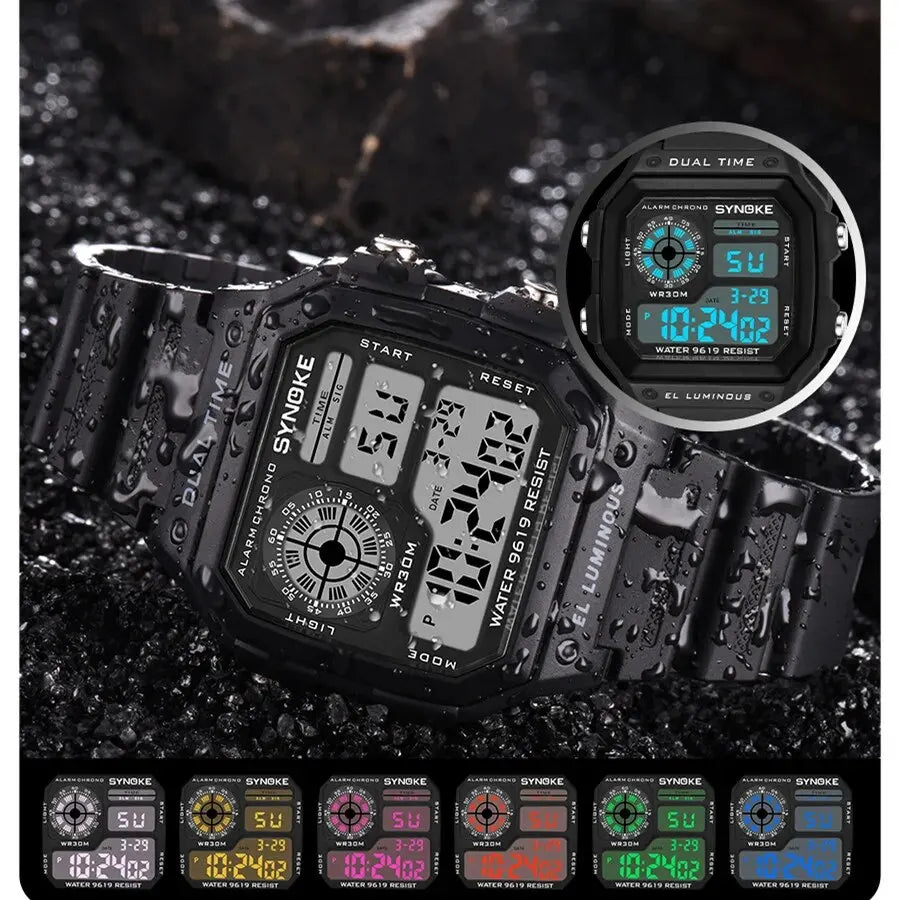 SYNOKE Digital Watches Men Sports Luminous Multifunction Waterproof Women Wristwatch Outdoor and Running Student Seven Lights - Dragonbeast