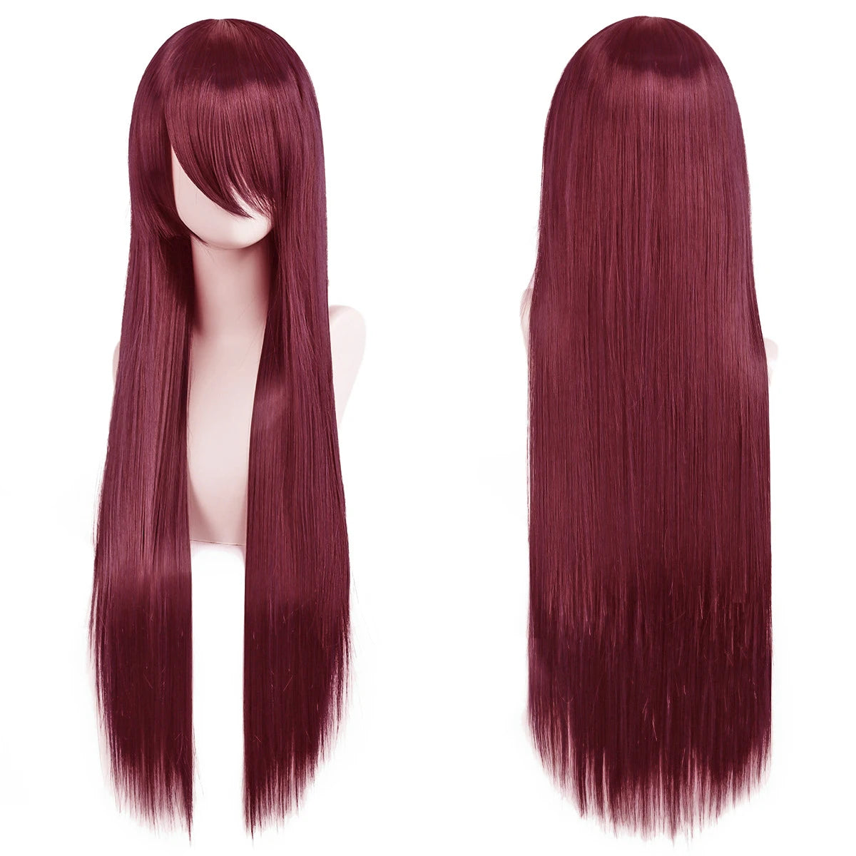 80cm Long Synthetic White Purple Cosplay Wigs Green Hair Straight Silver Wig Pink Hairpiece Lolita Wig with Bangs - Dragonbeast