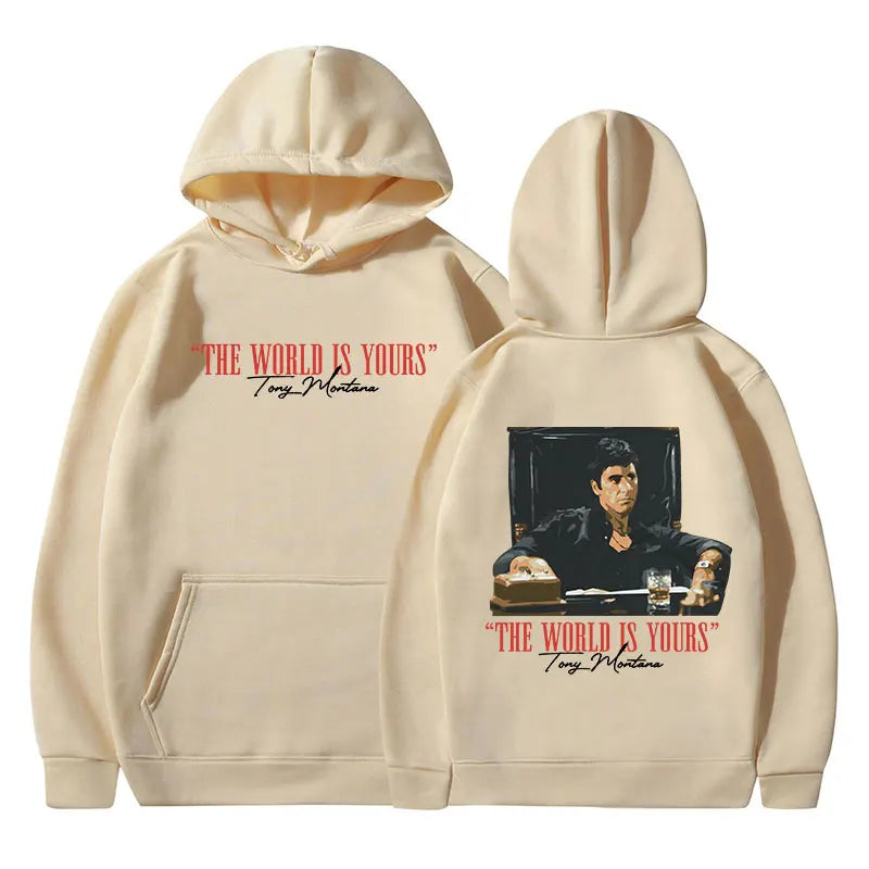 Classic Movie Scarface Hoodies The World Is Yours Tony Montana Al Pacino Hooded Sweatshirts Men Women Vintage Gothic Pullovers - Dragonbeast