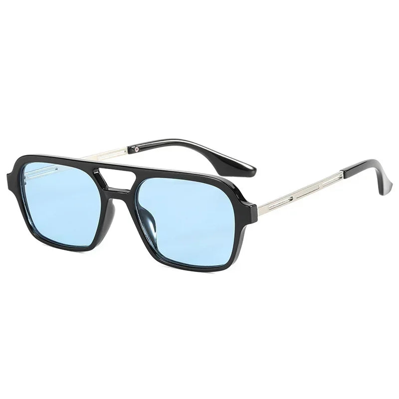 Small Frame Square Sunglasses Woman Brand Designer Fashion Luxury Sun Glasses Female Vintage Hollow Leopard Blue Oculos De Sol - Dragonbeast