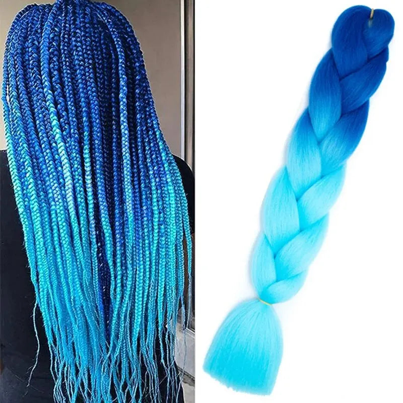 24 Inch Ombre Jumbo Braiding Hair for Crochet Twist Box Braids Rainbow Colorful High Temperature Synthetic Hair Extensions - Dragonbeast