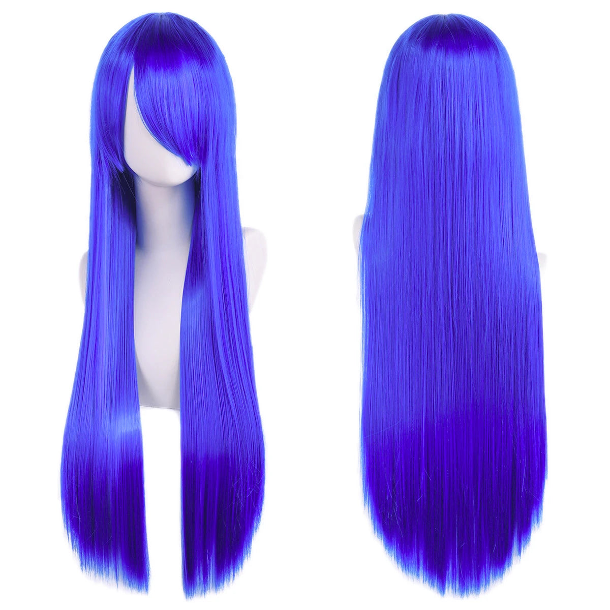 80cm Long Synthetic White Purple Cosplay Wigs Green Hair Straight Silver Wig Pink Hairpiece Lolita Wig with Bangs - Dragonbeast