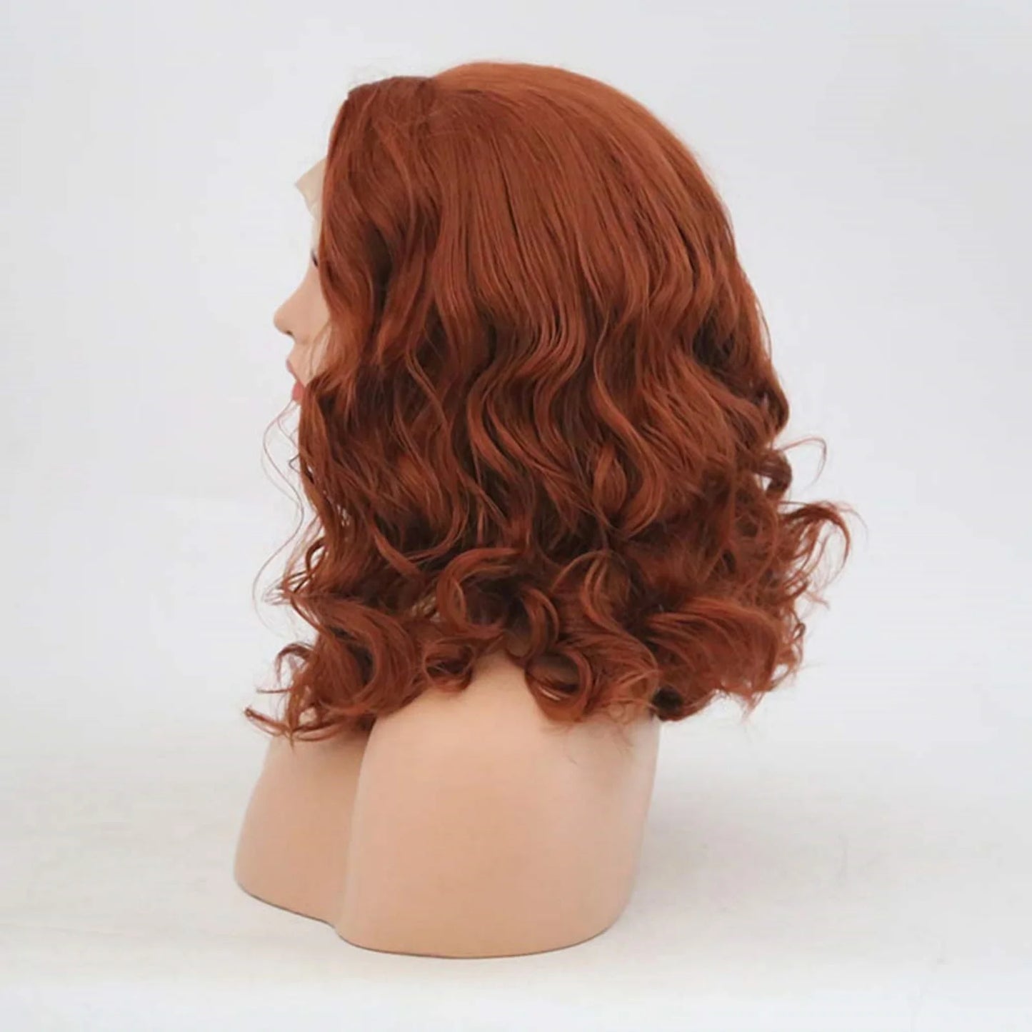 Copper Red Short Curly Wavy Bob Wig Synthetic Lace Front Wig Ginger Orange Auburn Colored Loose Wave 13x4 Frontal Wigs for Women - Dragonbeast