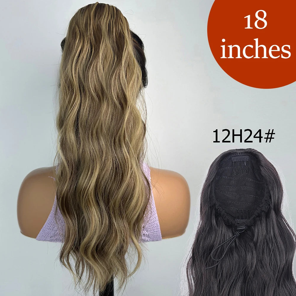 Synthetic Long Straight Claw Clip On Ponytail Hair Extensions 24Inch Heat Resistant Pony Tail Hair piece For Women Daily Party - Dragonbeast